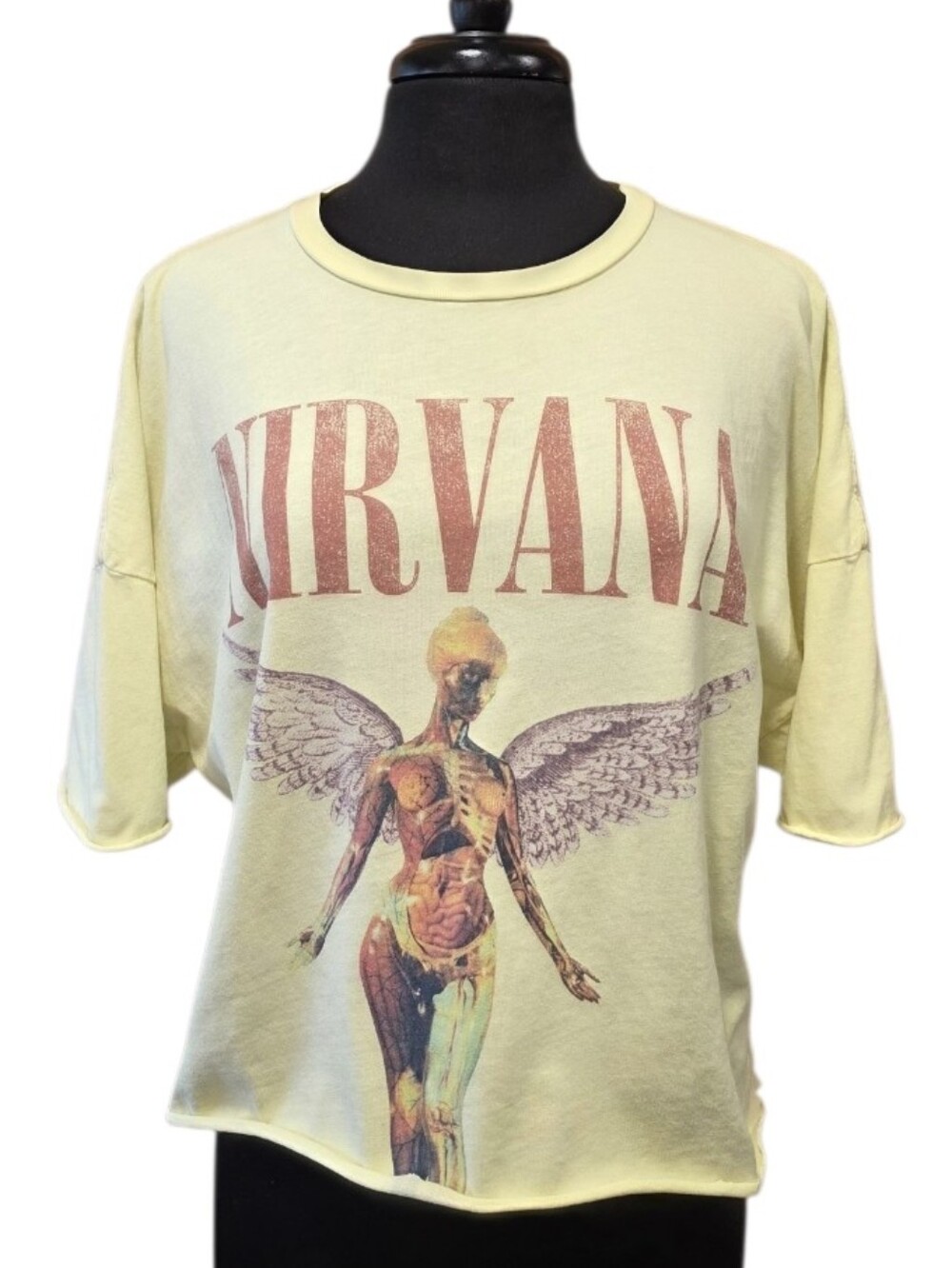 Daydreamer Boxy Crop Nirvana Pale Yellow In Utero Graphic Tee XL?